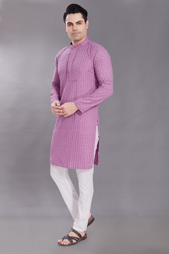 Image of DIVISIVE Men's Sequince Embroidered Cotton Blend Only Slim Fit Kurta