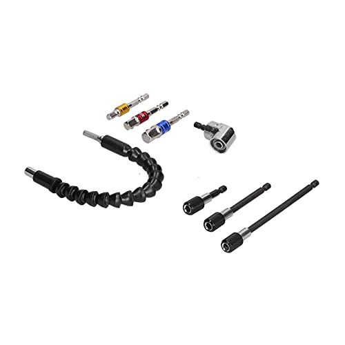 105 Degree Right Angle Drill Attachment, Alloy, Set with Sockets Adapter Driver Extension