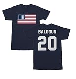 Balogun 20 USA Inspired Flag Fans Two-Sided Unisex T-Shirt (Navy, Medium)