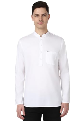 Image of Peter England Men Cotton Regular Fit Everyday Festive Solid Short Kurta