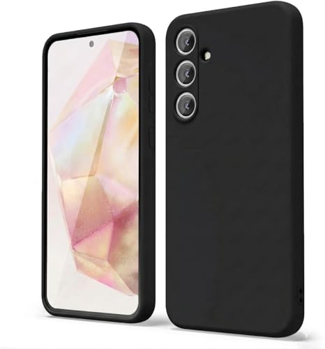 Image of DIZORO Microfiber Candy Case Compatible for Samsung A15 5G Smooth Touch Cushion Liquid Soft Silicone Gel Rubber Phone Cases Non-Slip Full Body Protective Shockproof Back Cover (.Black)