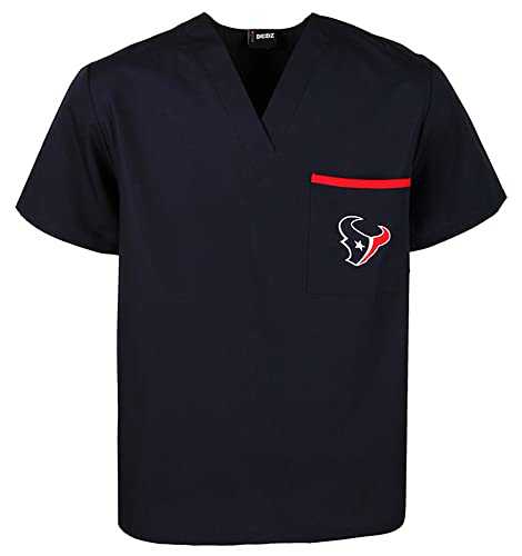 Fabrique Innovations NFL Unisex Team Color Scrub Top, Houston Texans, X-Large