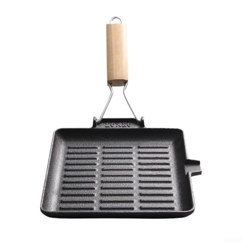 ComfyHarbor Gusseisen-Steakpfanne, vorgebrannt, 27,9 cm, quadratisch, mit klappbarem Griff, für Familienfeiern und Kochen im Freien