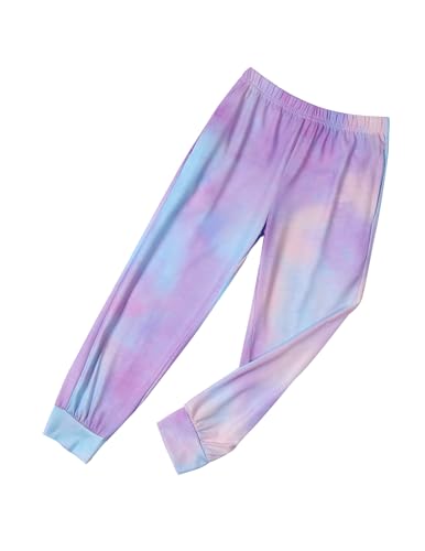 Image of Flypigs Girls Clothing Sets Tie Dye 2 Piece Outfits Short Sleeve Twist Front Tops and Sweatpants Sportswear Tracksuits