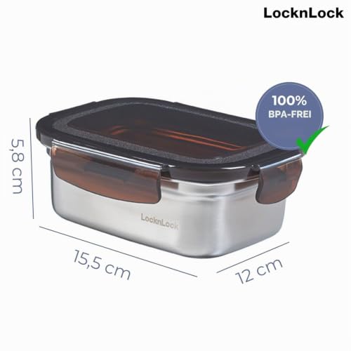LocknLock Edelstahl Vorratsdose mit Deckel, 500 ml 155 × 120 × 58 mm , BPA-Frei, Spülmaschinengeeignet, Gefriertruhengeeignet bis -20°C… – Ansicht 2