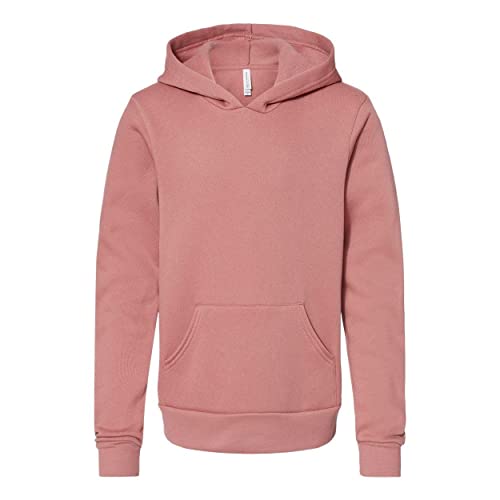 Bella + Canvas Youth Sponge Fleece Pullover Hooded Sweatshirt L MAUVE