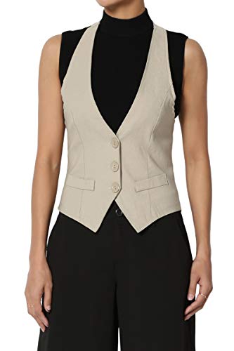 TheMogan Junior's Dressy Casual Racerback Slim Suit Vest Waistcoat Tan S