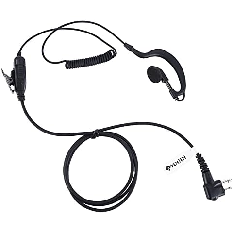 YEHTEH G Earhook Walkie Talkie Earpiece with PTT Mic, G Shape Single Wire Earphone Compatible with Motorola Two Way Radio CP88, CP200D, GP308, GP2000, RDU2020, CLS1110, CLS1450. (black-2pack) Cover