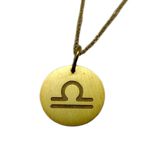 Collier Balance pendentif zodiaque argent plaqué or maille câble pour homme et femme