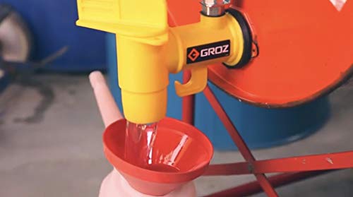 Groz 2-Inch Drum Faucet | Built-In Bucket Hangar | Sight Glass Port | Polyethylene Construction (44420) #TOP3