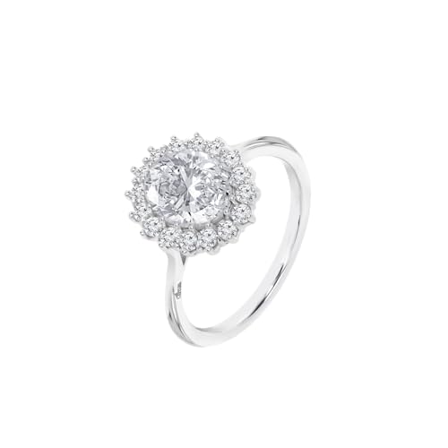 LOTUS SILVER Anillo Plata Mujer Geométrico Plata de Ley 925 - Diseño Ergonómico y Ajuste LP3459-3/218 - Ideal para Compromiso - Pedida - Alianza - Promesa - con Circonita - Anillos Mujer