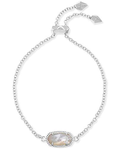 Kendra Scott Elaina Link Chain Bracelet for Women, Dainty Fashion Jewelry, Rhodium-Plated, Ivory Mother of Pearl