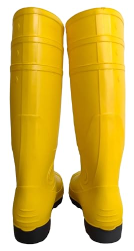 Men's Premium Tall Steel Toe Rain Boots - Waterproof Seamless PVC, Fortified Smash - proof, Durable Non - slip, All - terrain, Perfect for Fishing, Gardening, Work3