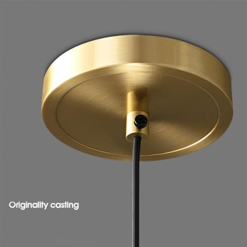 Lustre avec fil réglable en cuivre et suspension minimaliste E14 avec un abat-jour en verre