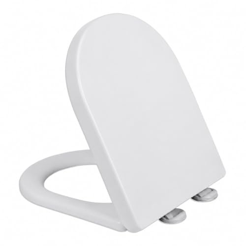 Minsha soft close square toilet seat D shaped quick release,easy to install | 16.7”LX13.5“W compatibleD/U-shaped durable PP stable anti-shift design and easy installation for standard toilets replacement