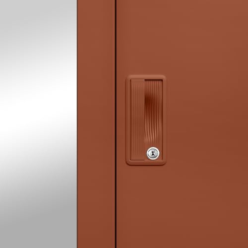 Image of Interio by Godrej Slimline 3-Door Steel Almirah with Star Mirror (Baked Clay), 1-Year Warranty, 1 Locker