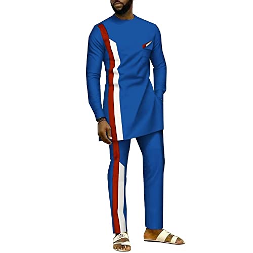 African Style Suits for Men Full Sleeves Top and Slim Pants Men's 2 Pieces Set Casual Suit Clothing