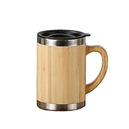 Taza de viaje con mango y aislamiento de bambú y acero inoxidable miniatura 1