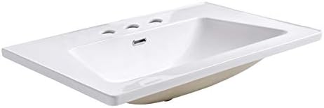 Renovators Supply Manufacturing Lydia 31.5" W Drop-in Self-Rimming White Rectangular Porcelain Bathroom Sink with Overflow, Pre-Drilled 8" Widespread Faucet Holes for Bathroom Vanity Countertops