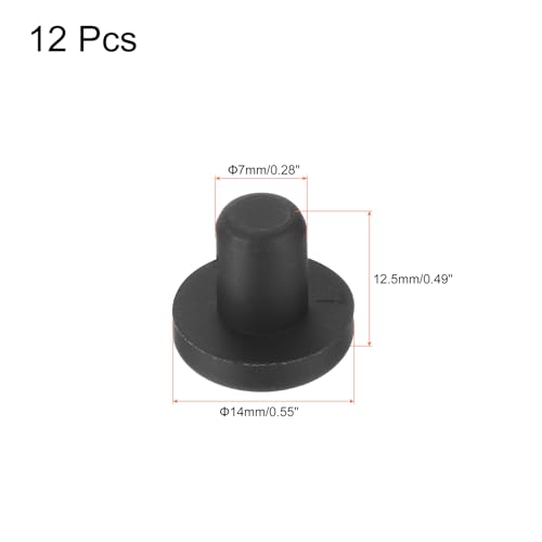 Image of uxcell High Temp Silicone Plug Mount Dia 7mm /0.28 inch t Shaped Rubber Stopper Hole Plugs for Powder Coating Plating Waterproof Plugs Sealing Plugs Black Pack of 12(OD 14mm)
