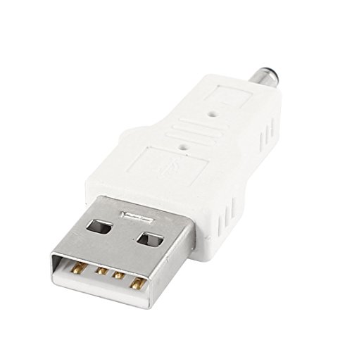 Ruilogod Escriba un macho USB 2.0 a DC 3.5mm x 1.2mm adaptador masculino blancopuro