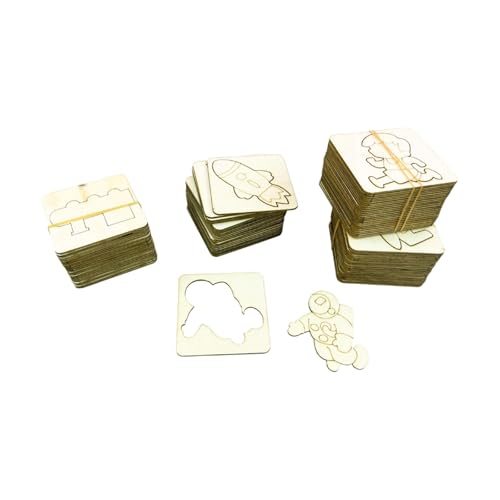 Amagogo Plantillas de dibujo para niños, plantillas de madera versátiles surtidas para tarjetas de felicitación y uso en el aula, 96 Plantillas