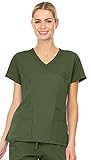 Mini Marilyn Stretch Mock Neck Four Pocket Scrub Top with 4-Way Stretch, Olive, S