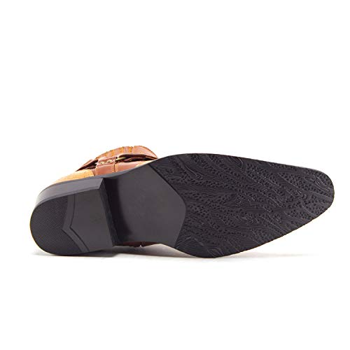 Jazame Cowboy Boots for Men Western Style Ankle High Motorcycle Riding Pointy Toe Moto Dress Boots men's western boots Flame Design3