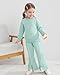 Mioglrie 5t 6t Girl Clothes 2Pcs Girls Sweatsuit Green Fall Outfits for Girls Kids Winter Sweatshirt Clothing Set Fashion Casual Flare Sweatpants