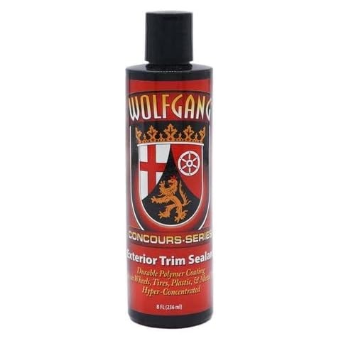 Wolfgang Concours Series Exterior Trim Sealant - Protectant & Sealant for Plastics, Rubber, Vinyl & Metal, Clear, UV Protection, 8 Oz. Cover