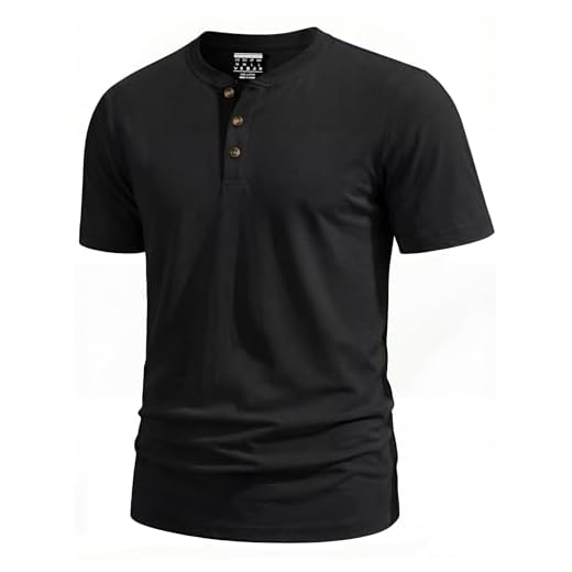 TACVASEN T-Shirt Henley Homme T-Shirts à Manches Courtes Homme Tee Shirt Coton Tee Shirt Homme col V Été Décontracté Top Militaire Respirant Noir, XL