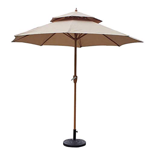 Sombrilla de jardín con manivela y doble techo ventilado anticalor color verde oscuro