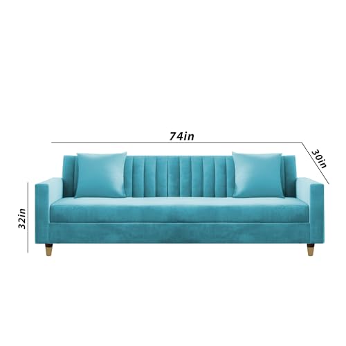Image of Casaliving Garcia 3 Seater Sofa Set for Living Room (Turquise Colour) Premium Fabric Sofa