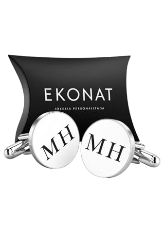 Gemelos Personalizados- Gemelos camisa hombres- Gemelos de acero y Plata personalizados para padrinos (ACERO)