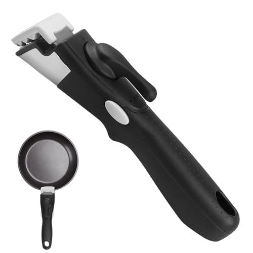 Mango de Sartén Anti-Quemaduras Desmontable Universal, Asa para Sartenes y Ollas Resistente al Calor, Mango Antiescaldado de Silicona y Caucho, Pinza de Sujeción Segura para Utensilios Calientes