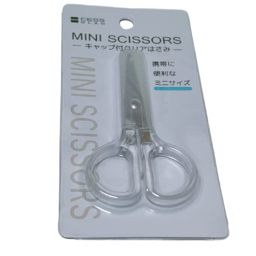 携帯に便利なミニサイズ『キャップ付きクリアはさみ(全長87mm /刃渡り30mm)』1個