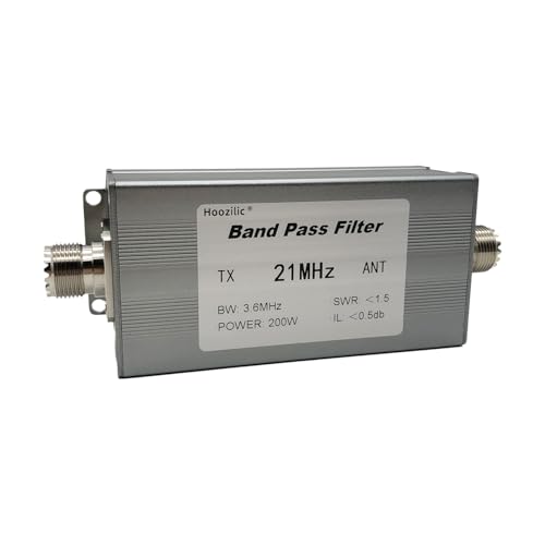Hoozilic 200W Shortwave Band Pass Filter, LC Filter with M Female Connector, High Isolation Antenna Filter for Ham Radio (21MHz)