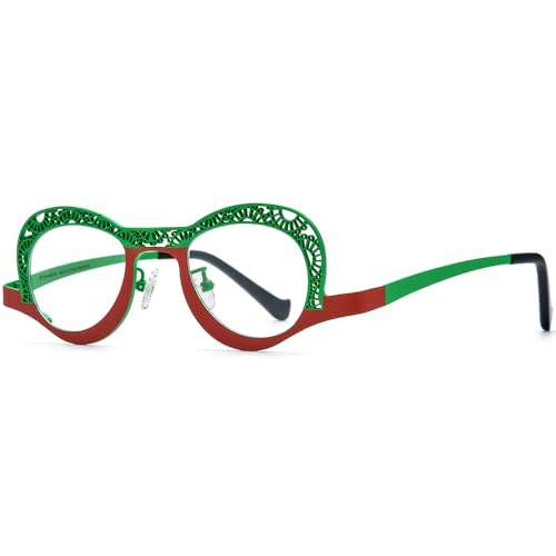 Image of FONEX Colorful Pure Titanium Glasses Frame Women Retro Round Eyeglasses