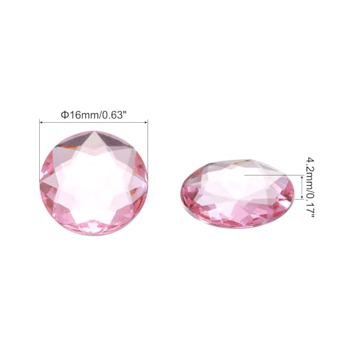 Image of MECCANIXITY Flat Back Round Acrylic Rhinestones,16mm Light Pink Flatback Crystal Rhinestones for Crafts Clothes Shoes DIY Decoration Gifts 50Pcs
