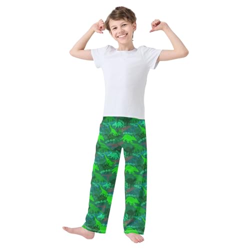 Dino Roar Print Boys Long Pants Soft Trousers Elastic Waist Kids Lounge Bottoms with Pockets S-XL2