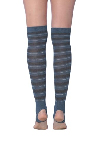 Image of Tipi Toe Women's Stirrup Yoga Socks, Lightweight Knee-High Leg Warmers, Open Heel Non-Slip Design. Ideal for Yoga & Dance