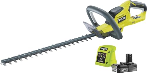 Ryobi RHT184520, Tagliasiepi a Batteria 18V One+ da 2.0 Ah, Lama da 45 cm, Taglia fino a 18 mm di Diametro, Raccoglitore HedgeSweep, Impugnatura Ergonomica, Lame a Doppia Azione per Tagli Puliti