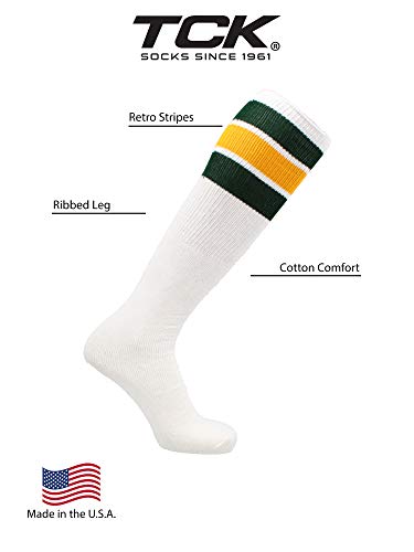 Image of TCK Retro Tube Socks with Stripes for Men & Women - 3 Stripe, 70's 80's Deadlift Socks