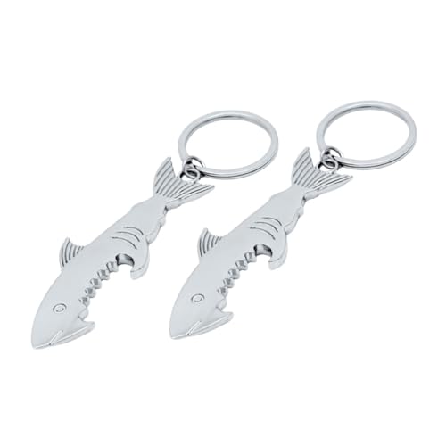 OUNONA 2pcs Shark Keyring Bottle Opener Keychain Multi-use Decor Keyring Beer Opener