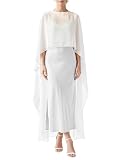 Womens Long Cape Shawls Light Flowy Bridal Cover Up Sheer Poncho Tops White
