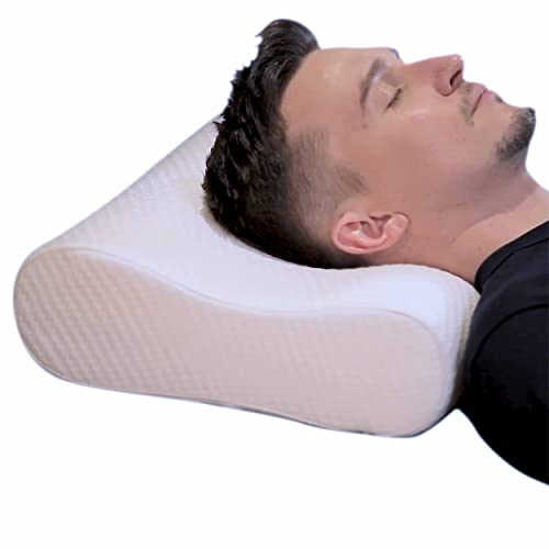 SINOMAX Contour X-Foam Cervical Pillow - Golden Diamond Neck Pillow for Back Support - Contour Memory Foam Pillow - Firm Neck Pillow for Pain Relief Sleeping - 21 x 14 x 4-5 inches (Standard)