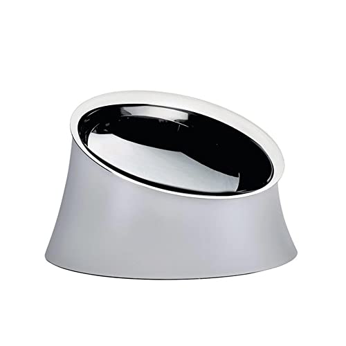 Alessi Wowl BM13/21 - Schüssel für Hunde, Design, Schräg zur Vereinfachung der Hundefütterung, Resin Thermoplastik und Edelstahl 18/10, 21 cm, Schwarz