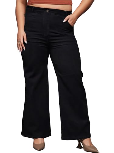 Image of Miss Chase A+ Women's Wide Leg High Rise Regular Length Stretchable Denim Jeans