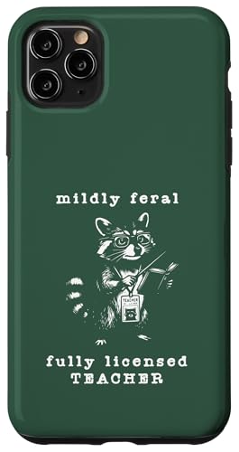 Mildly Feral �t�����C�Z���X Teacher Funny Raccoon Vintage �X�}�z�P�[�X iPhone 11 Pro Max �p