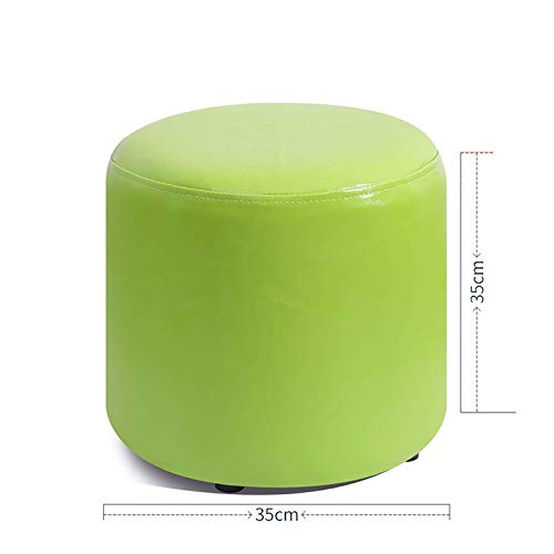 Tabouret rond en simili cuir vert 35cm avec structure bois
